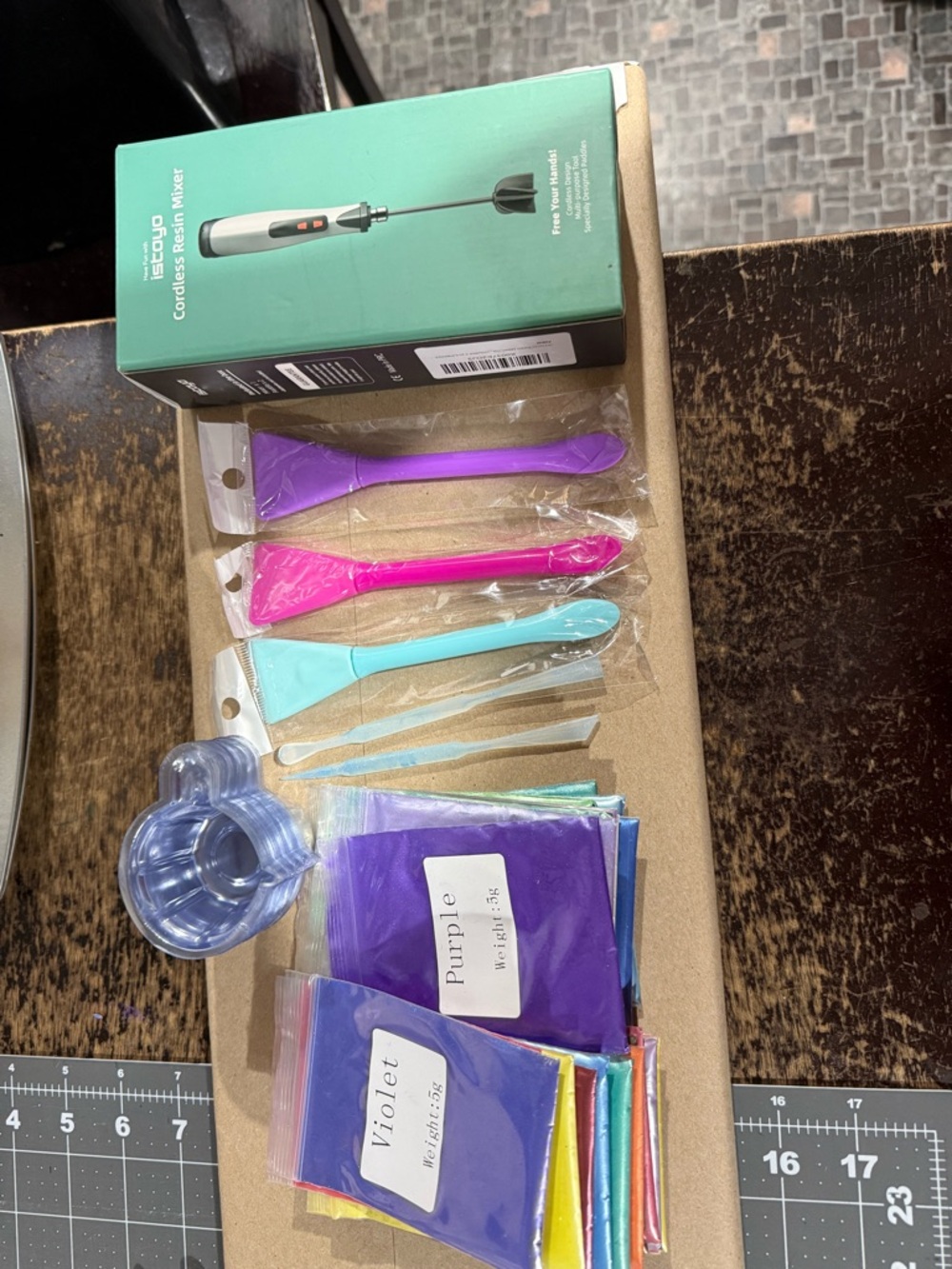 Cordless Resin Mixer with Resin Tools, mica powder and silicone mats